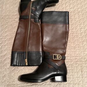 Michael Kors Black and Brown Over the Knee Boots